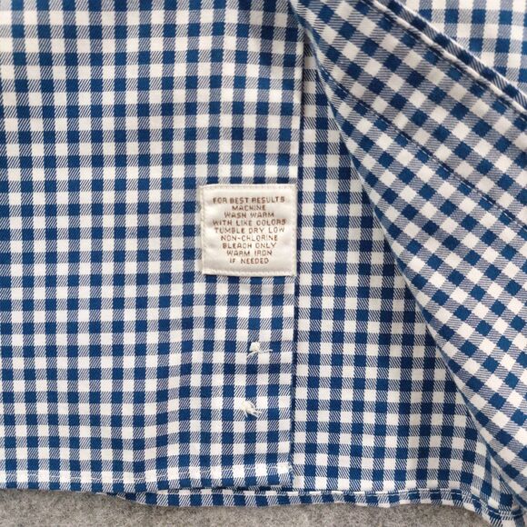 Peter Millar Men’s XXL Blue White Gingham Check Button Down Casual Shirt Preppy - Picture 7 of 8